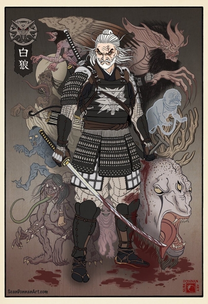 Героев The Witcher 3: Wild Hunt изобразили в традиционном японском стиле