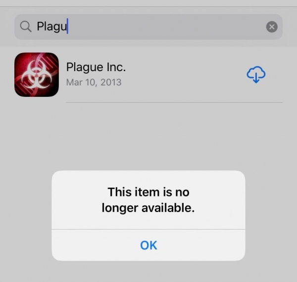 Apple удалила из магазина симулятор пандемии Plague Inc — об этом попросили китайские власти
