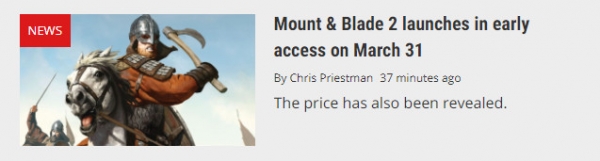 СМИ случайно рассекретили точную дату выхода Mount & Blade 2 в раннем доступе