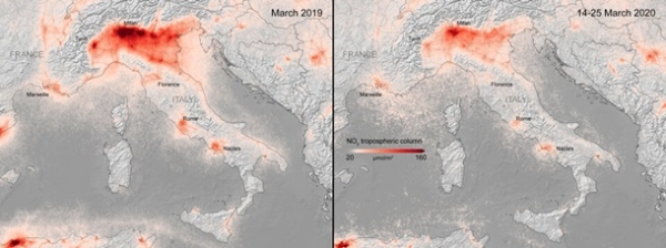 В Европе улучшилось качество воздуха: фото со спутника