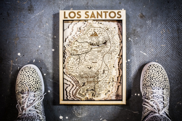 Фанат GTA 5 вырезал объемную карту Лос-Сантоса из дерева
