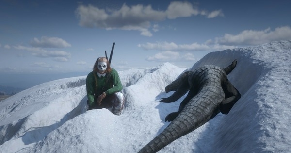 Игрок в Red Dead Online вручную затащил аллигатора на самую высокую гору мира